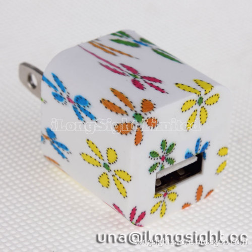 Flower Pattern USB charger Adapter for iphone/ipad/samsung/etc